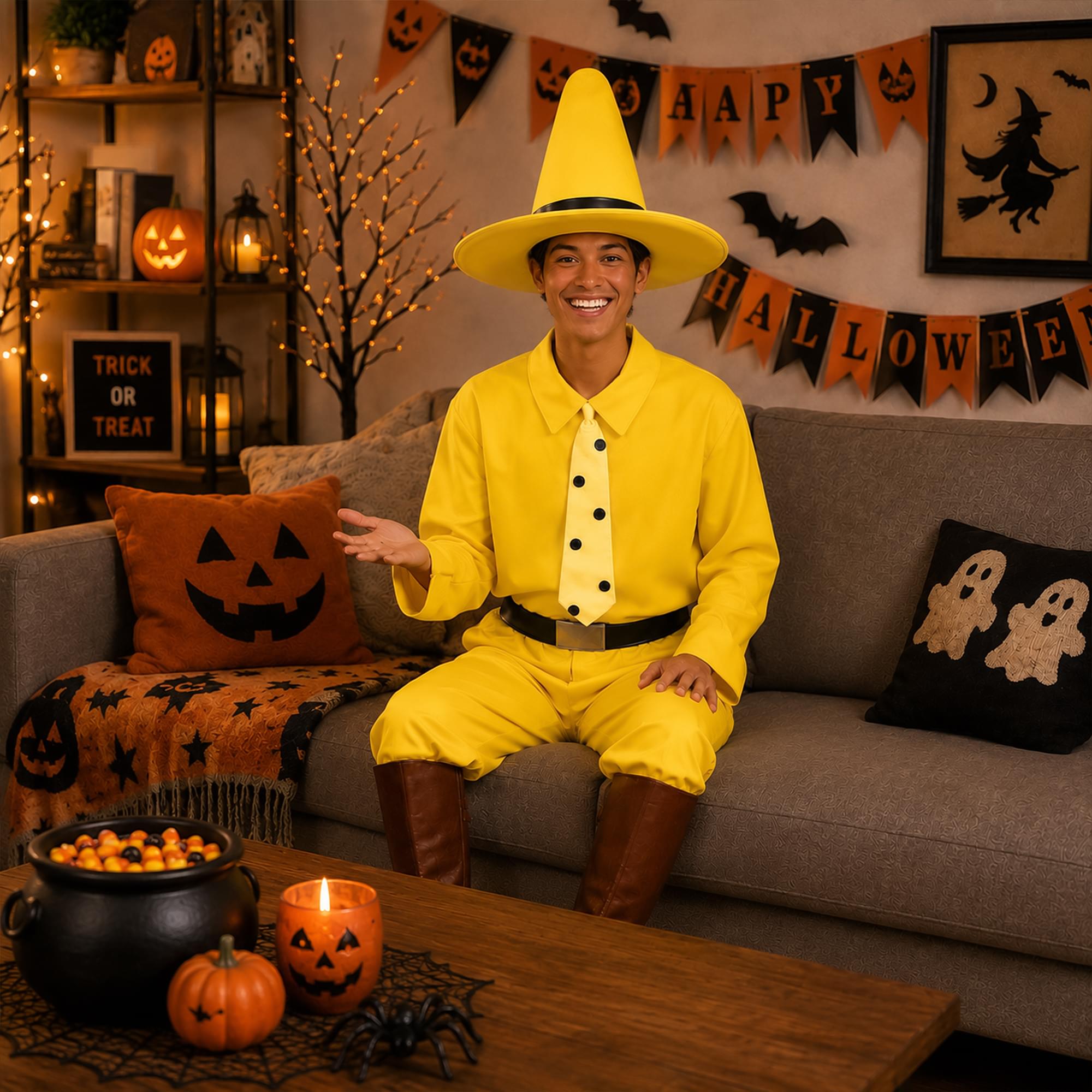Curious George Person In The Yellow Hat Adult Costume
