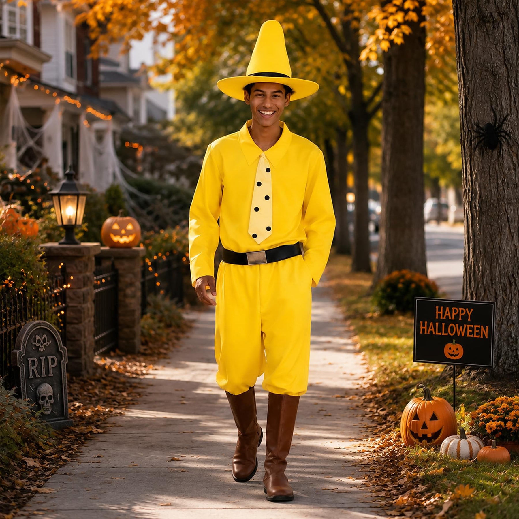 Curious George Person In The Yellow Hat Adult Costume