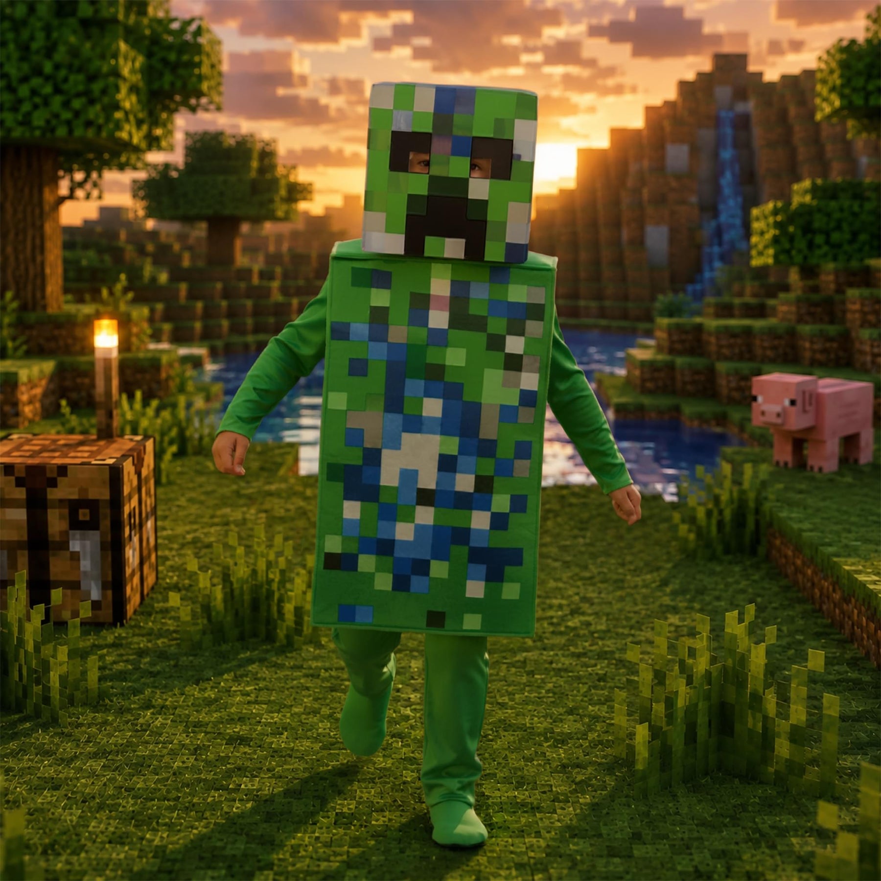 Minecraft Charged Creeper Classic Child Costume Jumpsuit