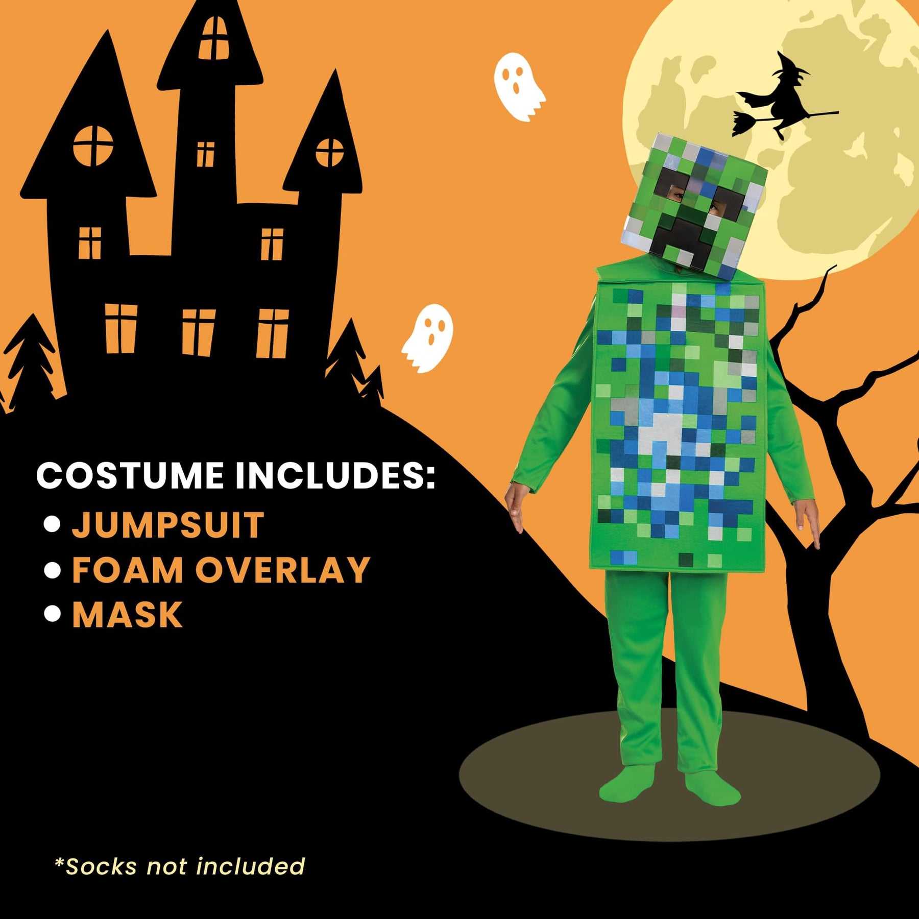 Minecraft Charged Creeper Classic Child Costume Jumpsuit
