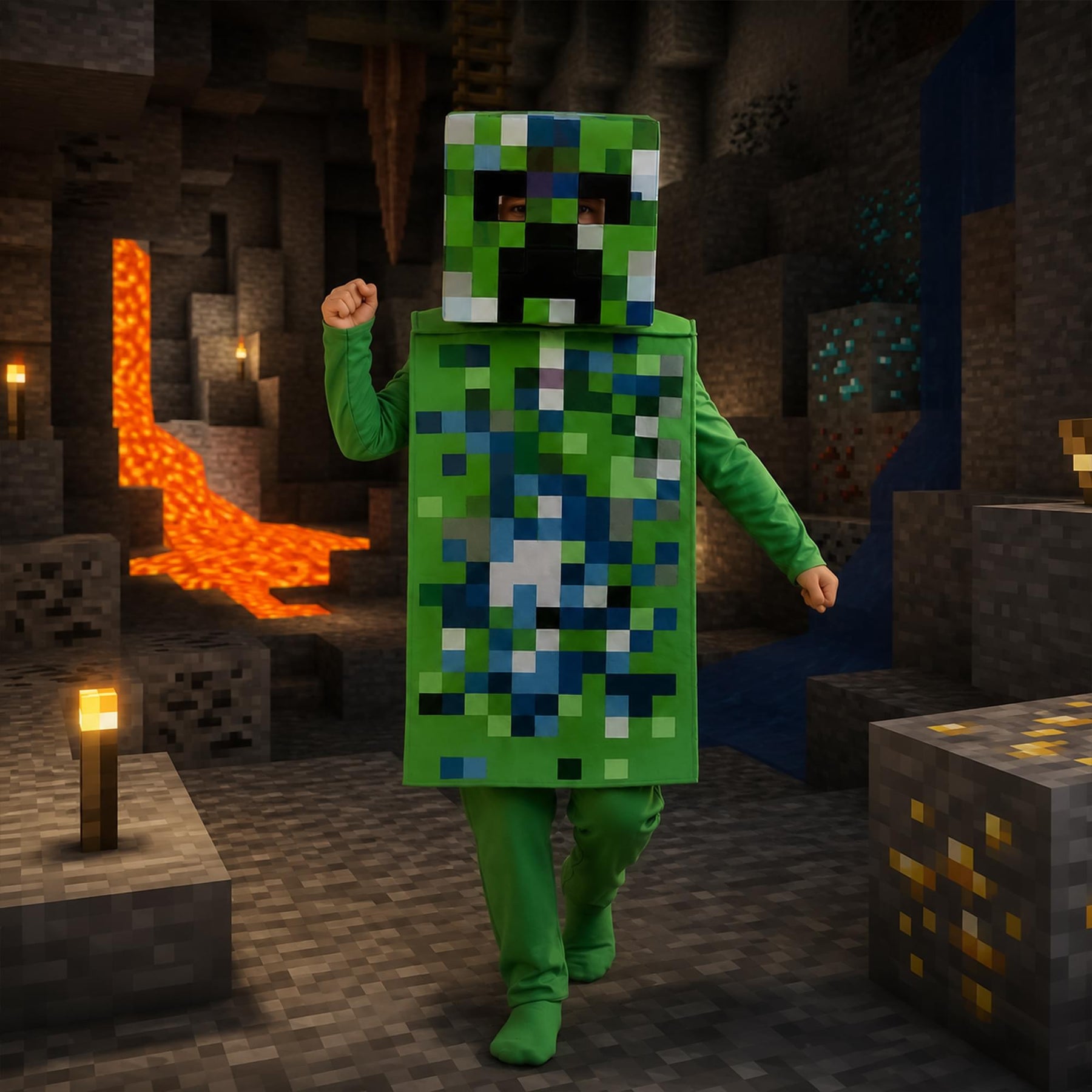 Minecraft Charged Creeper Classic Child Costume Jumpsuit