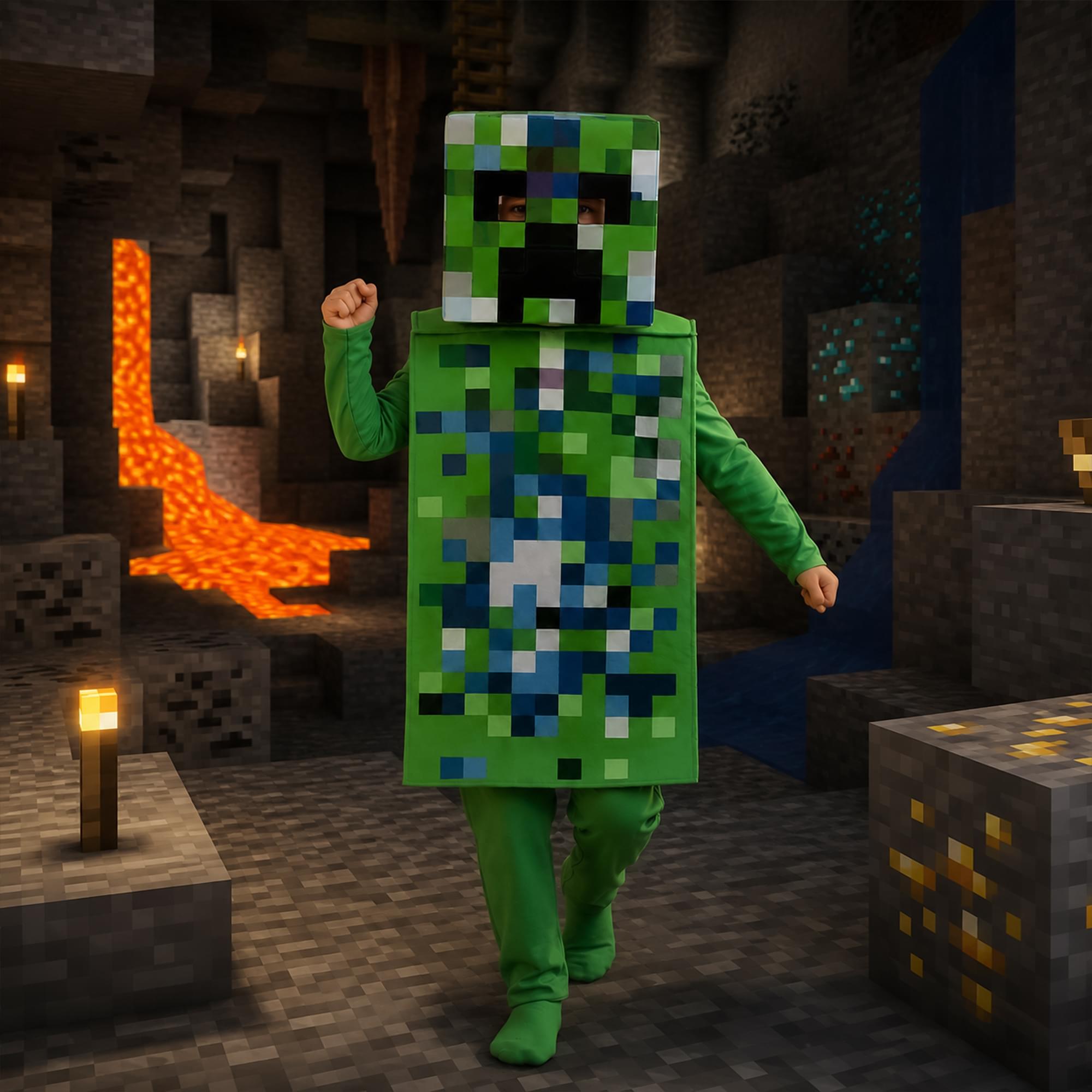 Minecraft Charged Creeper Classic Child Costume Jumpsuit