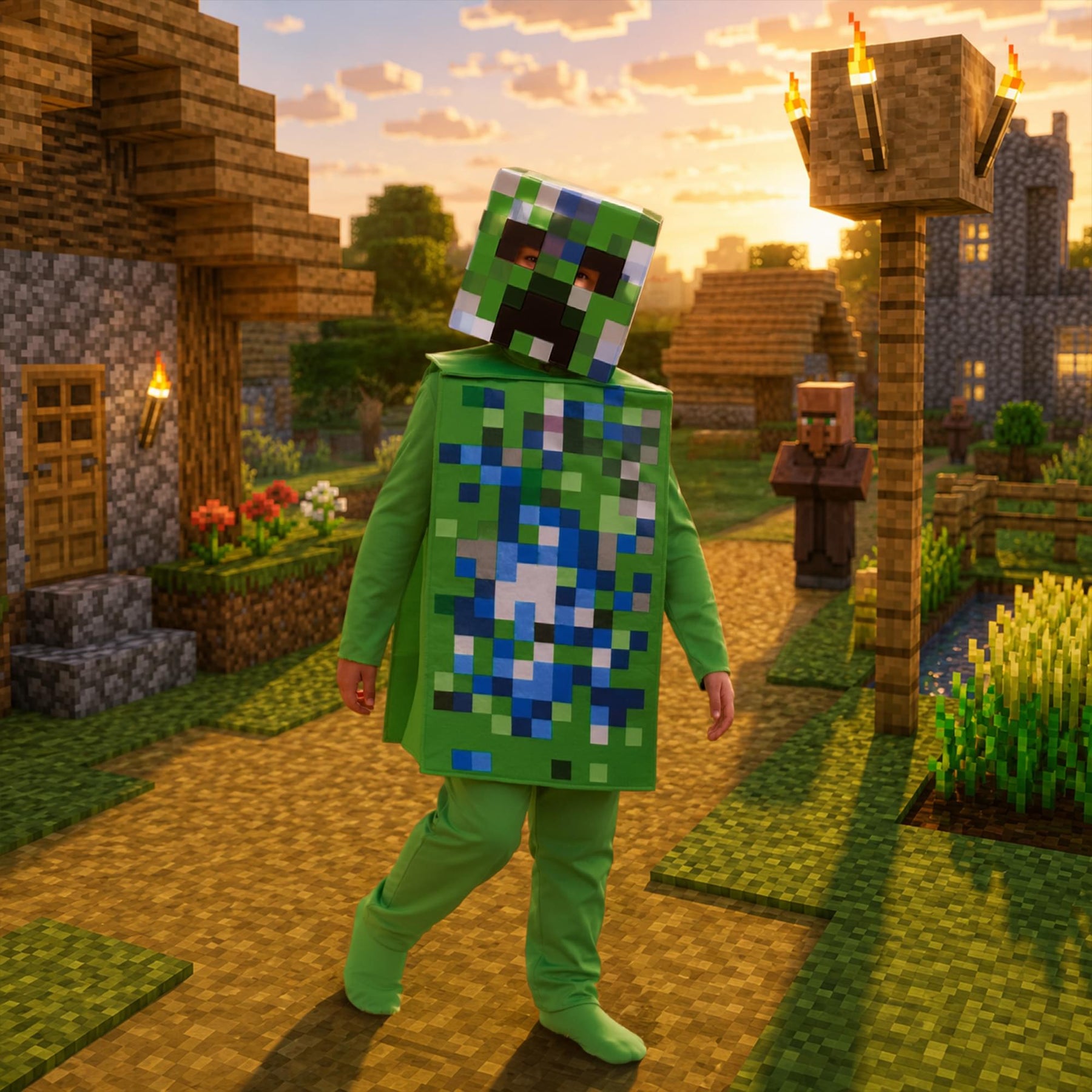 Minecraft Charged Creeper Classic Child Costume Jumpsuit