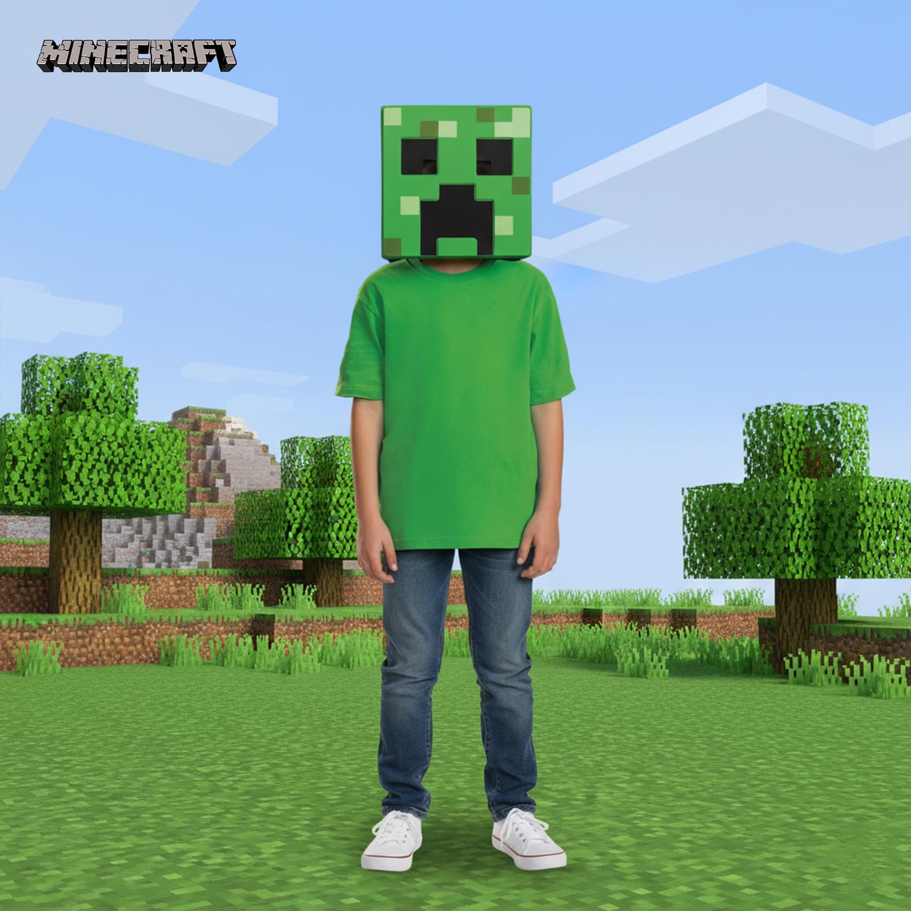 Minecraft Creeper 3D Paper Child Mask Mask | One Size Fits Most