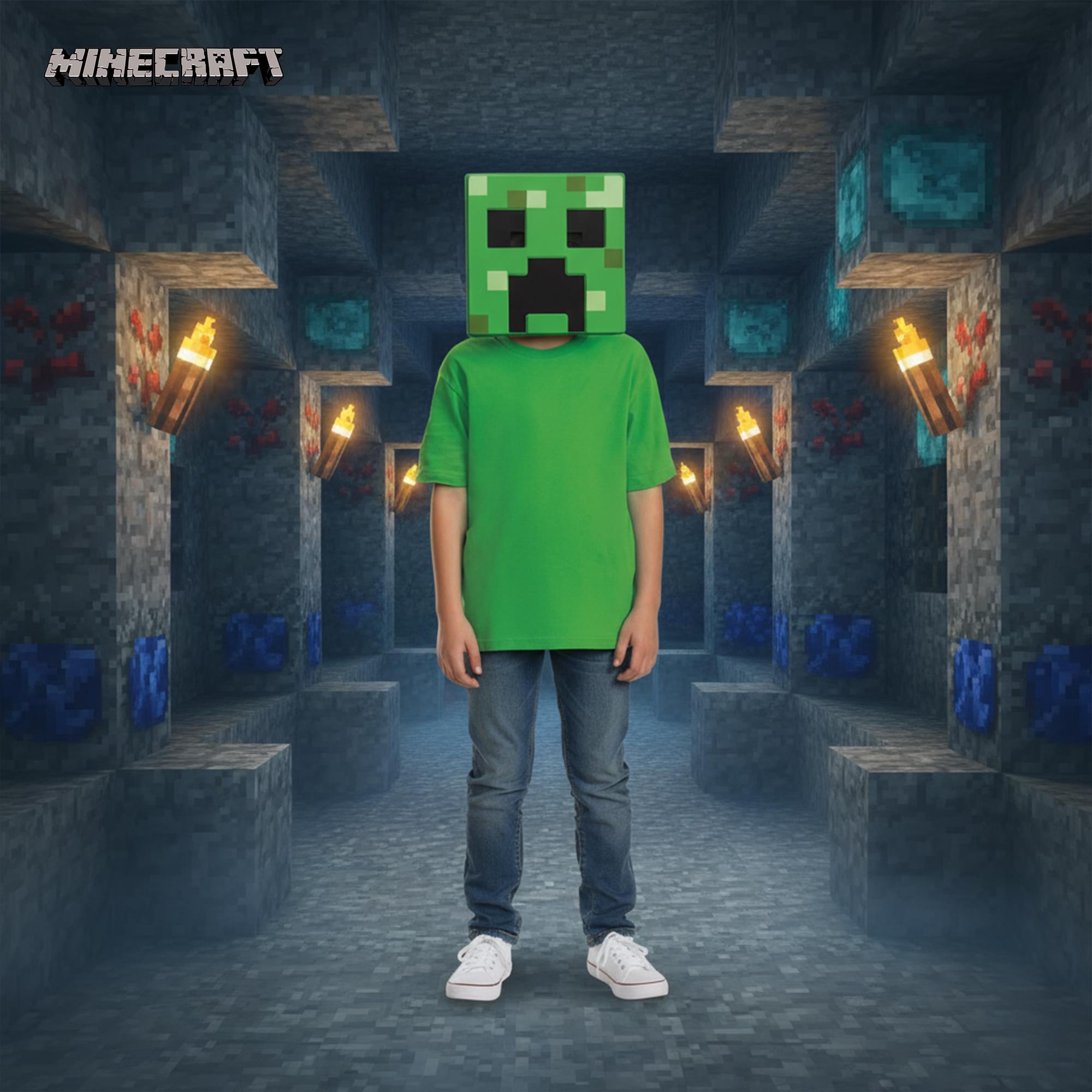 Minecraft Creeper 3D Paper Child Mask Mask | One Size Fits Most