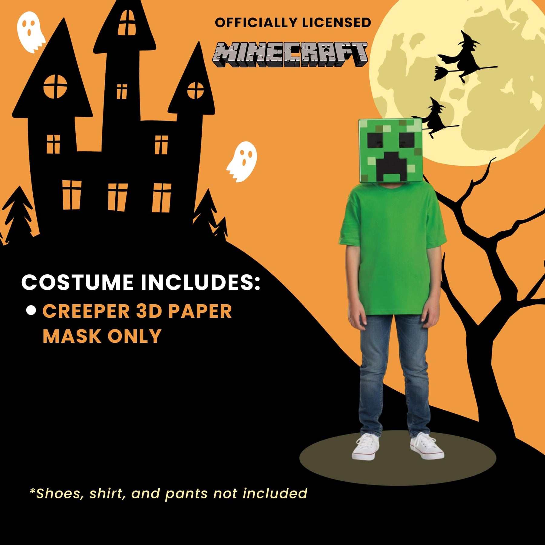 Minecraft Creeper 3D Paper Child Mask Mask | One Size Fits Most