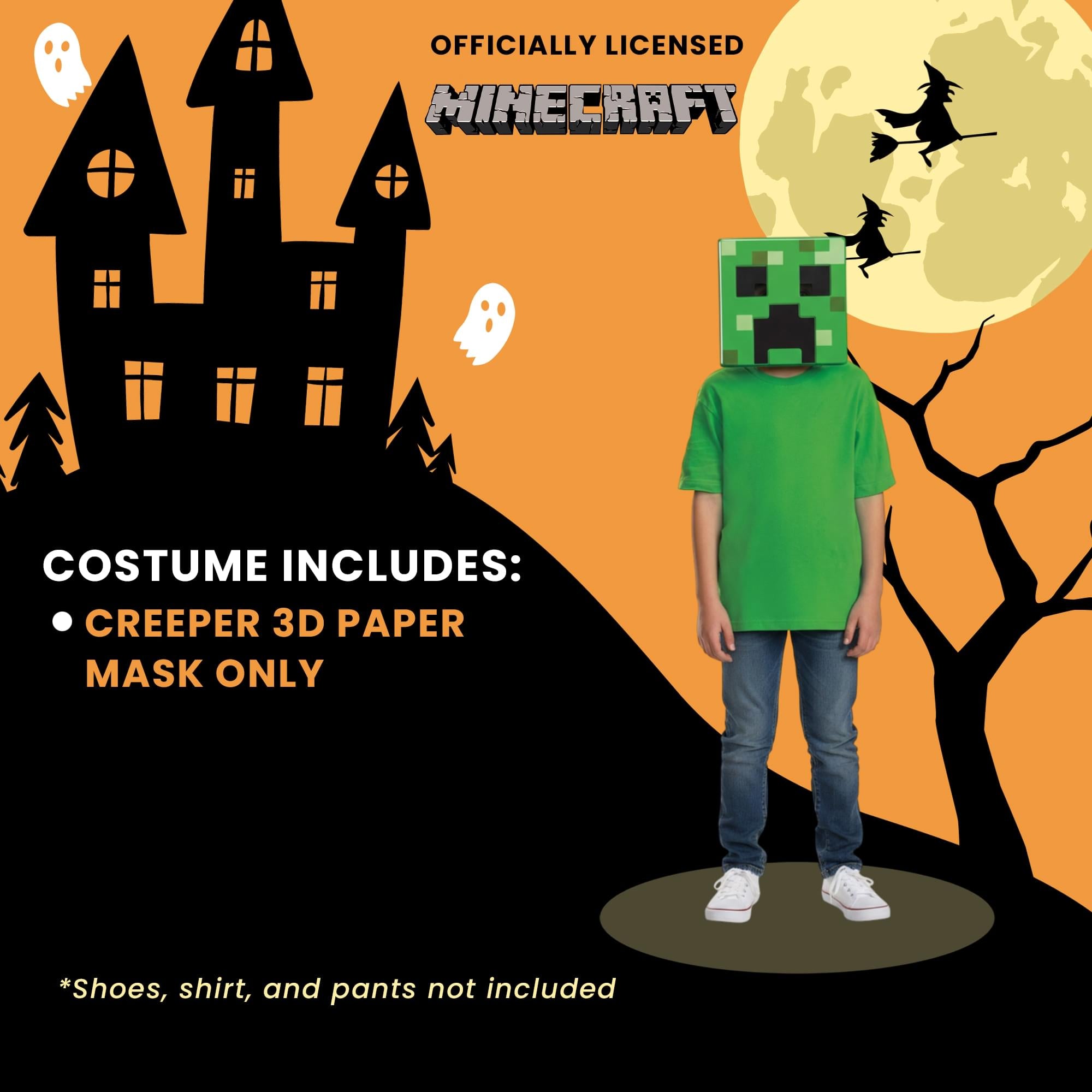 Minecraft Creeper 3D Paper Child Mask Mask | One Size Fits Most