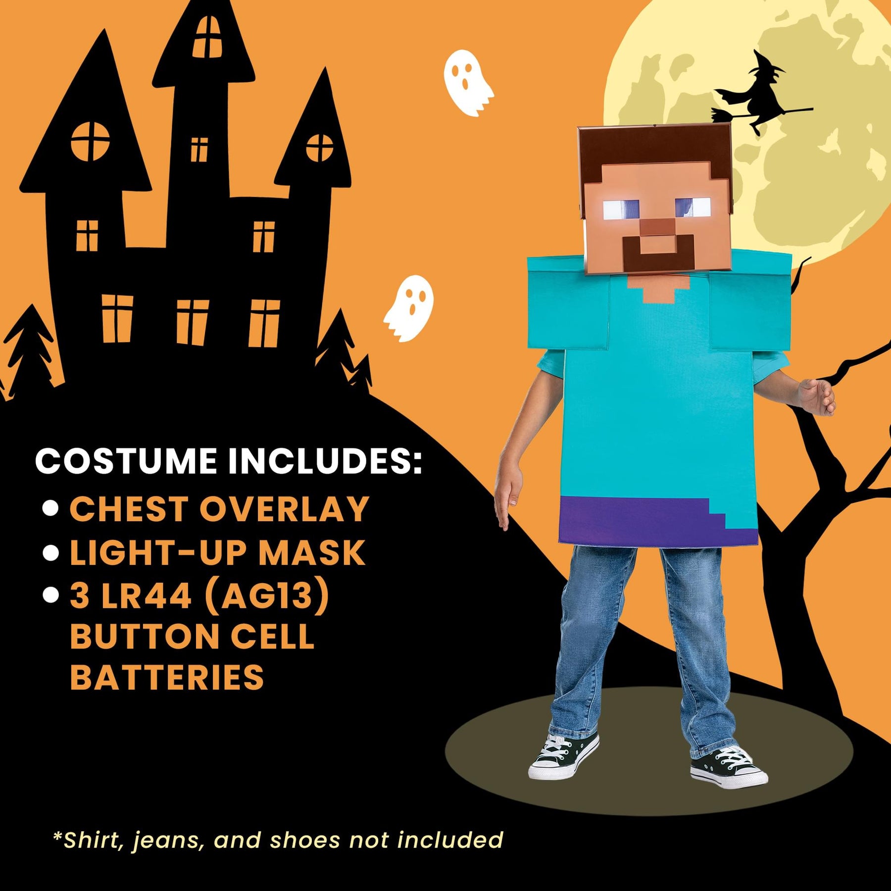 Minecraft Steve Light-Up Child Costume Kit | One Size Fits Most