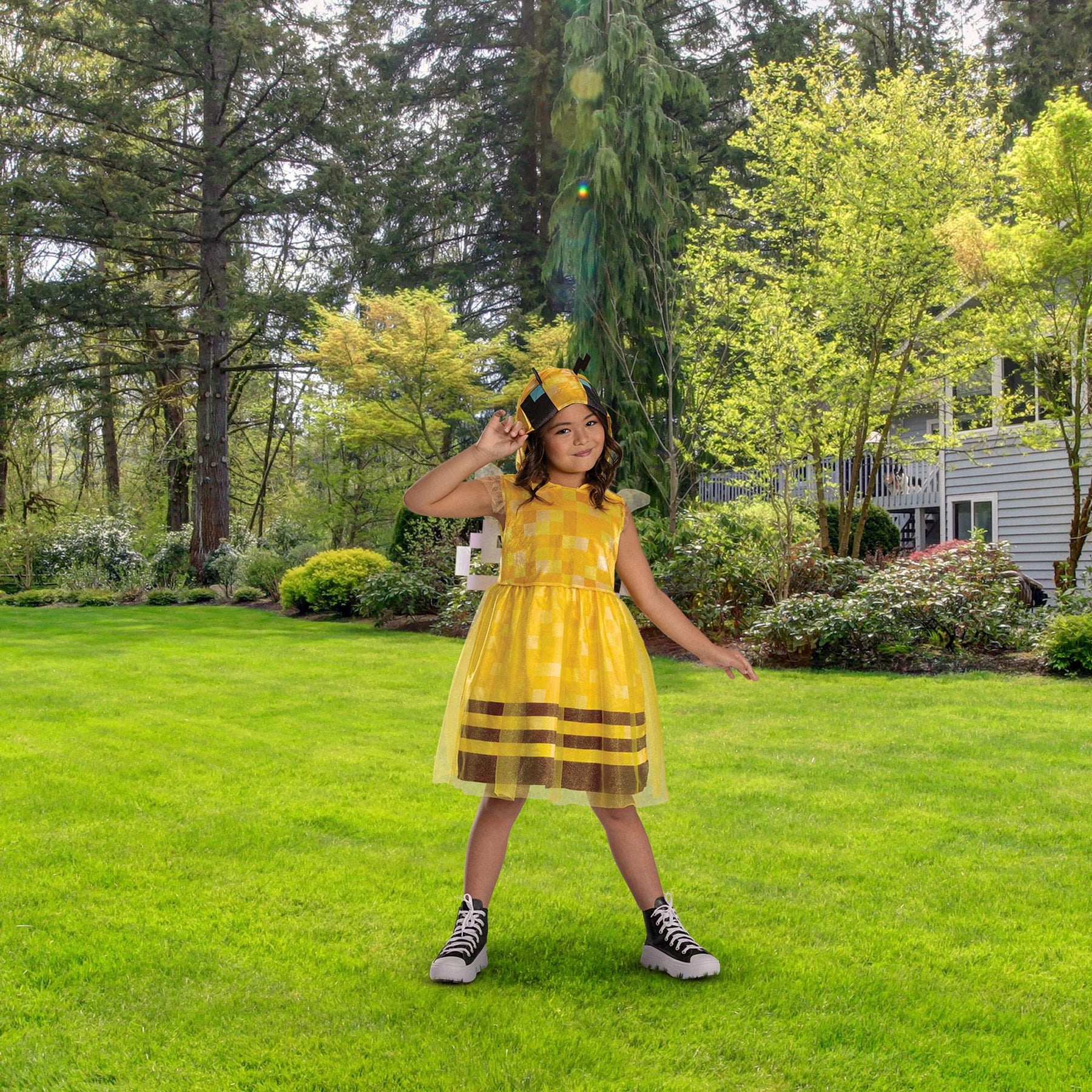 Minecraft Bee Girl Hooded Child Costume Dress