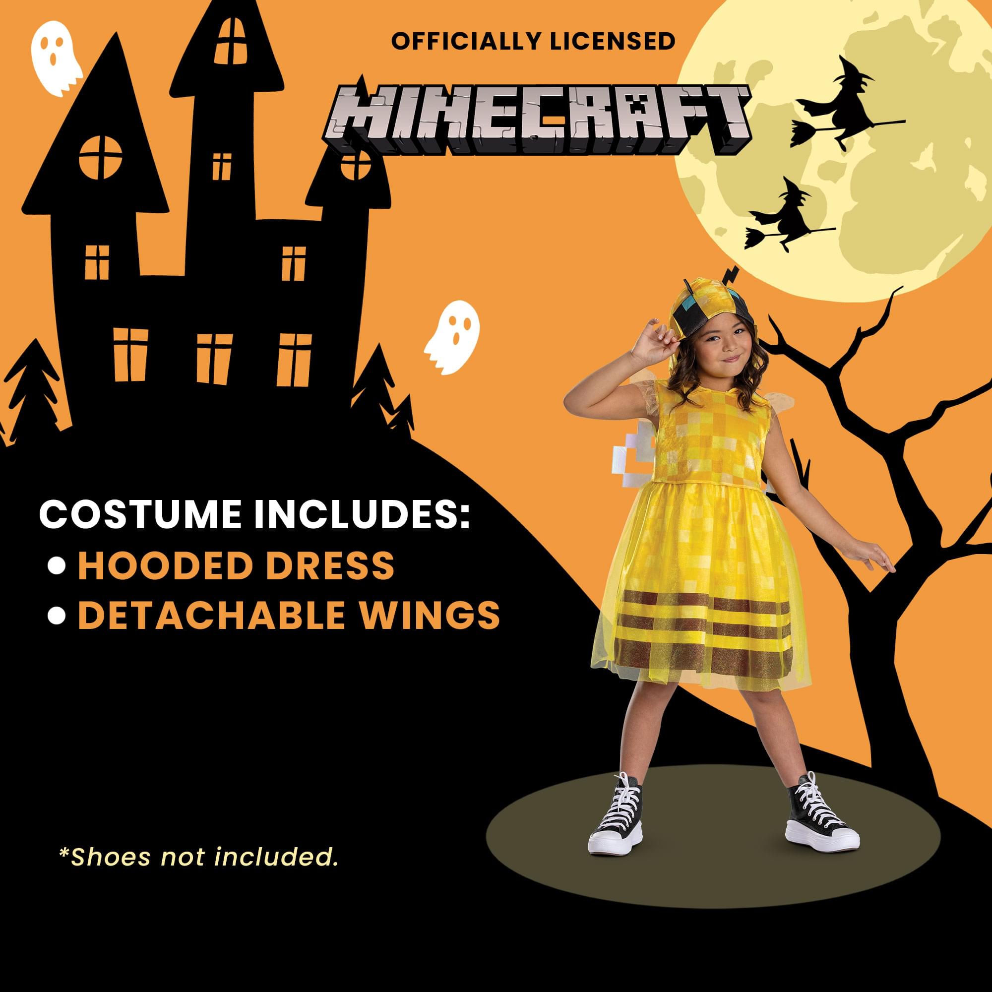 Minecraft Bee Girl Hooded Child Costume Dress