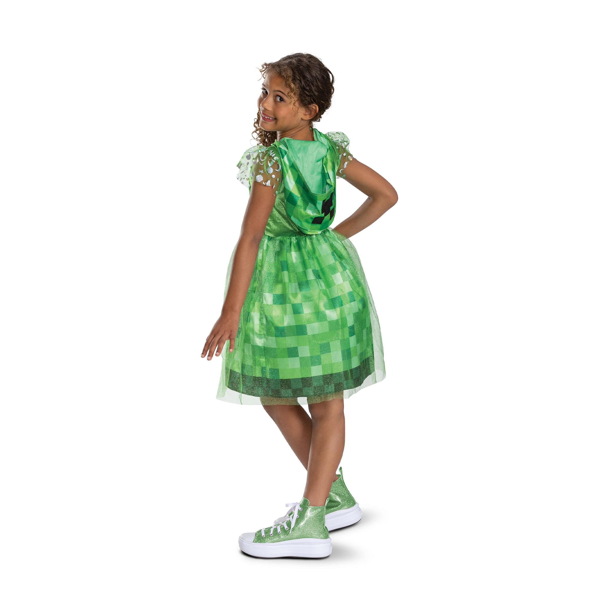 Minecraft Creeper Girl Hooded Child Costume Dress