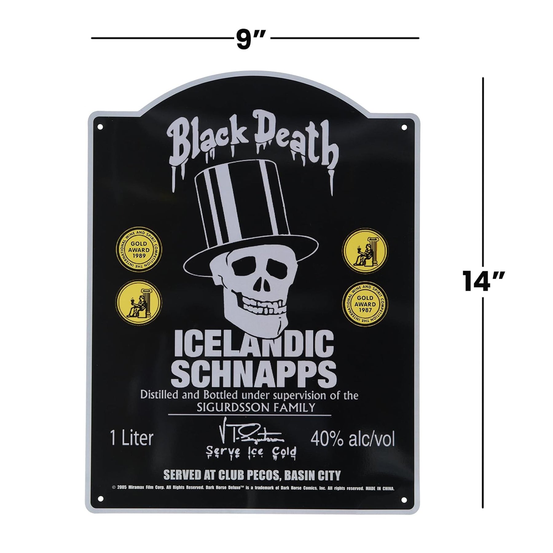 Sin City Movie Tin Sign Black Death Icelandic Schnapps