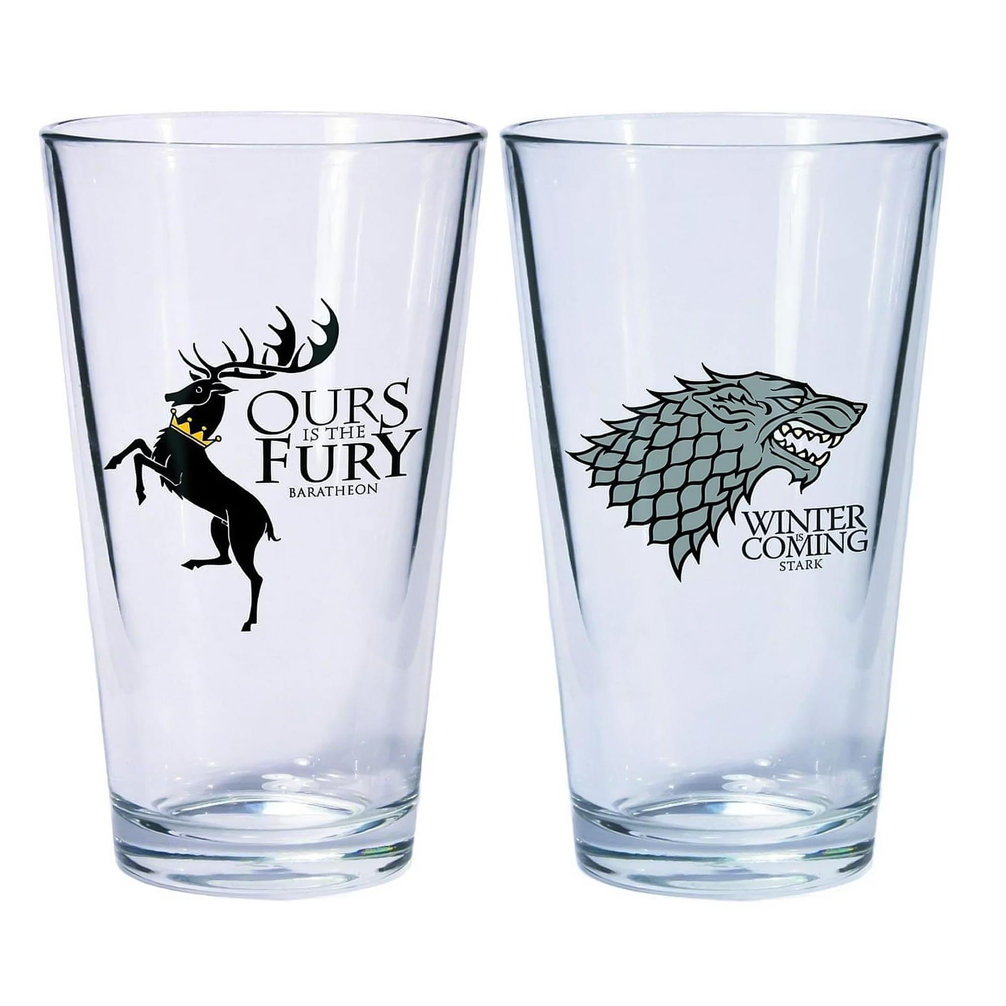 Game Of Thrones Pint Glass Set Of 2 Stark & Baratheon