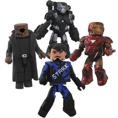 Iron Man 2 Minimates Afx 4 Pack Tony Stark, Nick Fury, Battle Damaged Mark Vi Iron Man, War Machine