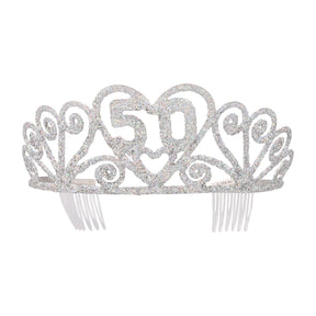 Birthday "50" Silver Spakle Tiara Adult Crown