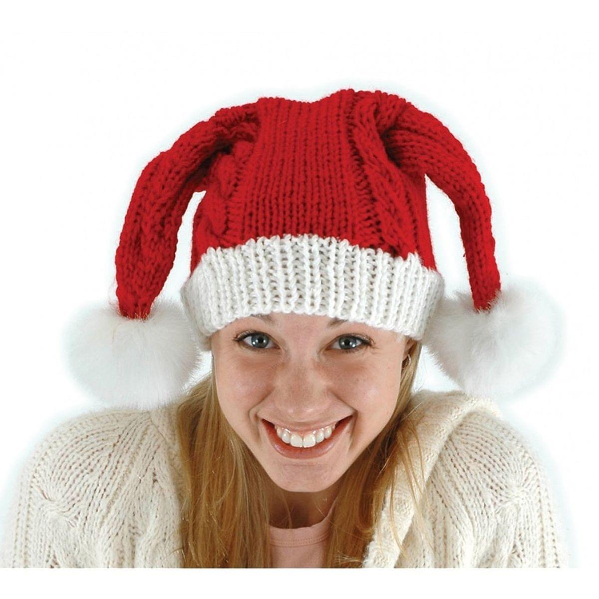 Knit Santa Claus Adult Red Hat Costume Accessory One Size