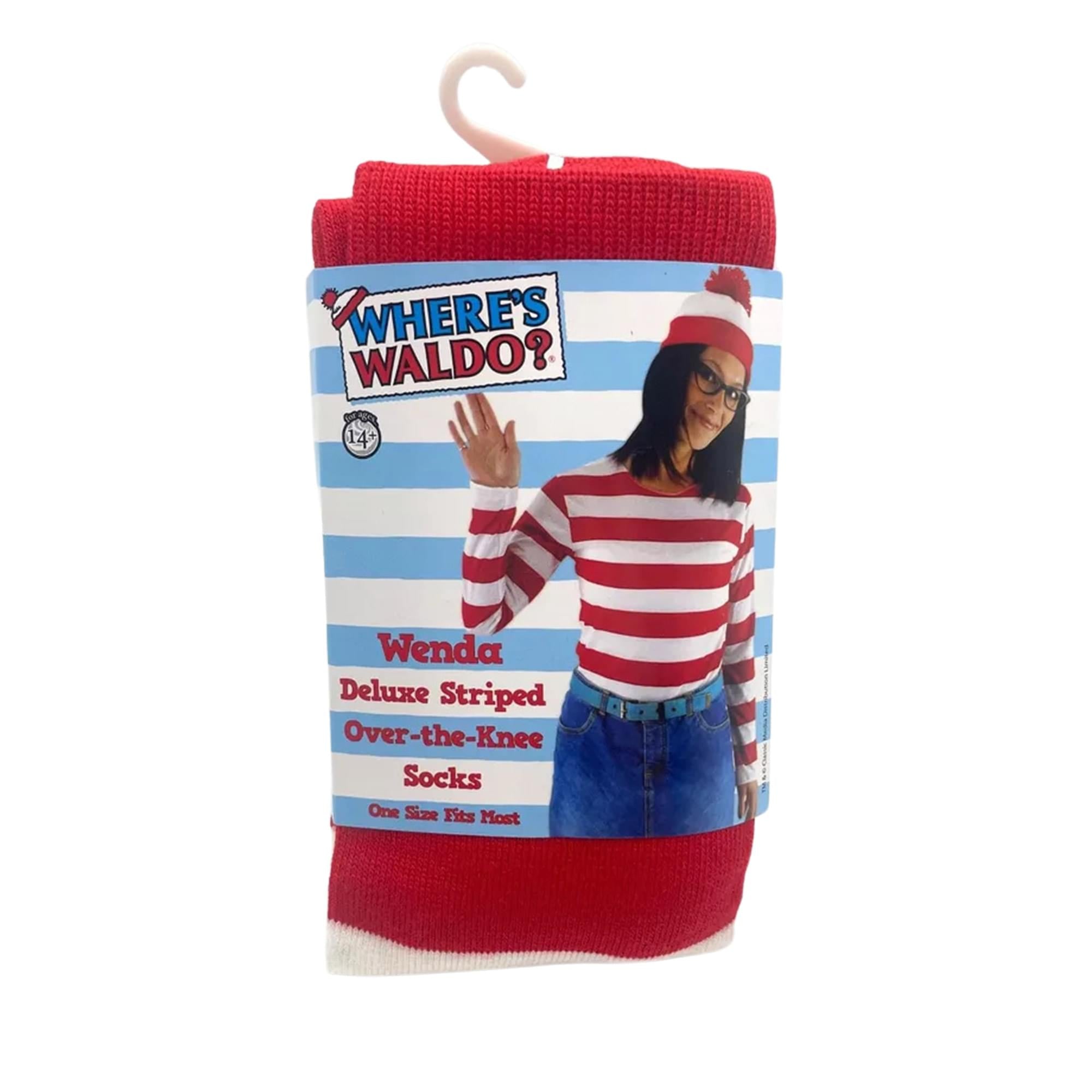 Where's Waldo Wenda Deluxe Over the Knee Costume Socks Adult