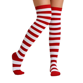 Where's Waldo Wenda Deluxe Over the Knee Costume Socks Adult