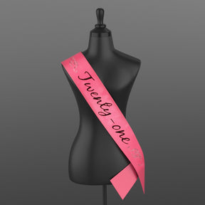 Birthday Sash "Twenty-One" Hot Pink One Size