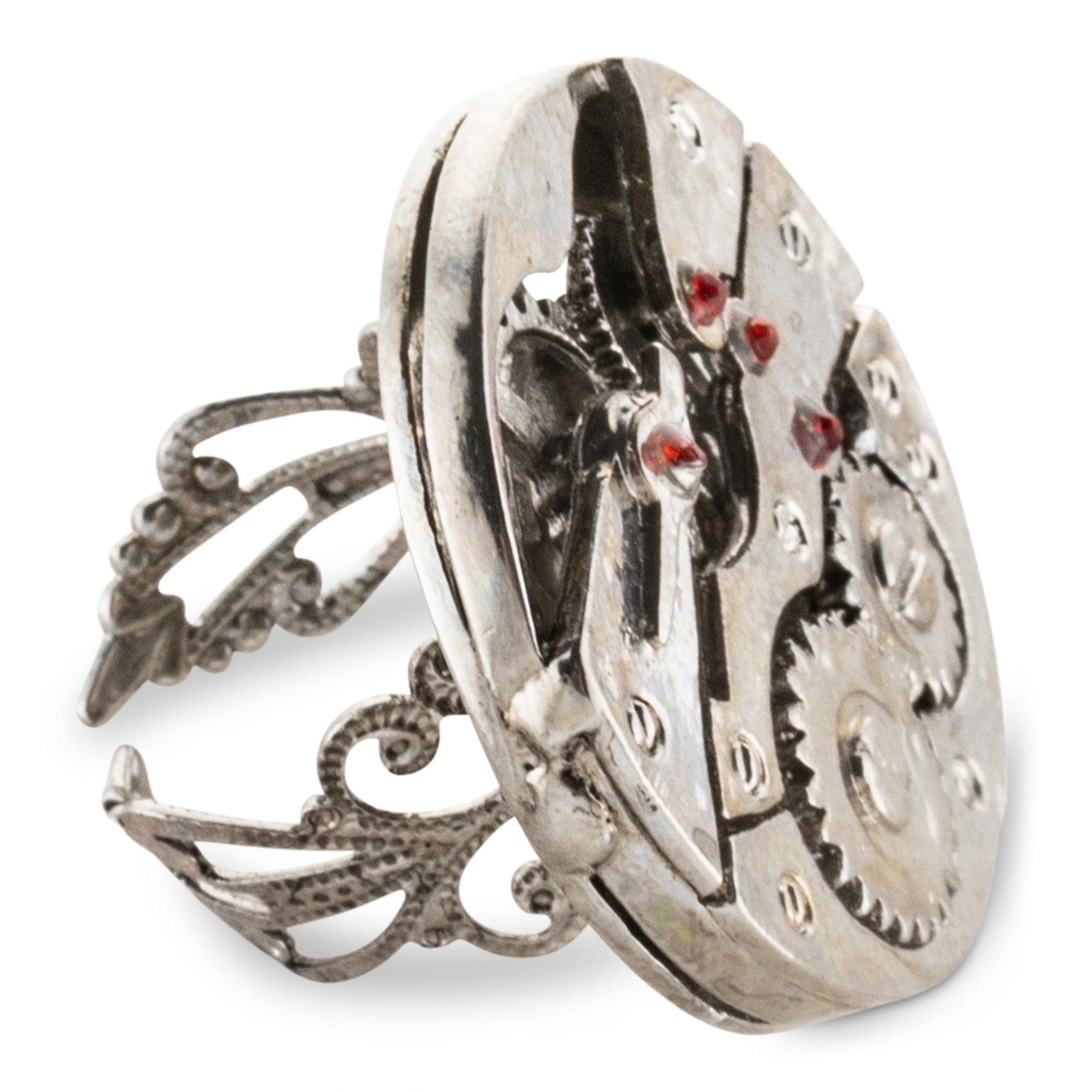 Steampunk Watch Gears Silver Costume Ring Adult