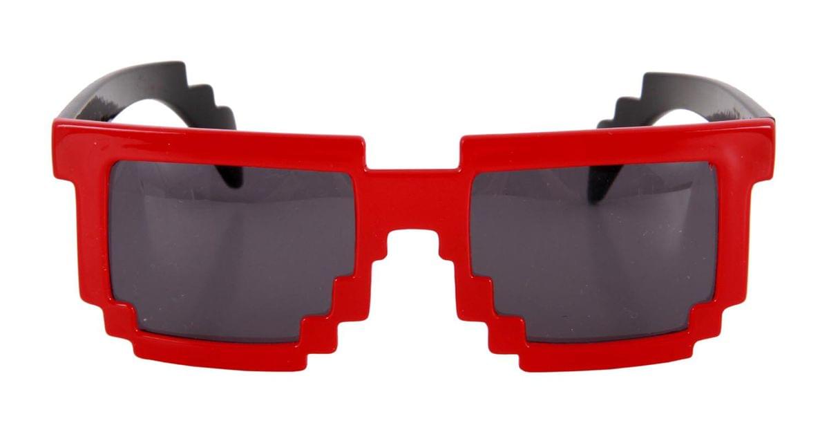 Pixel-8 Glasses Costume Glasses Adult: Red & Smoke