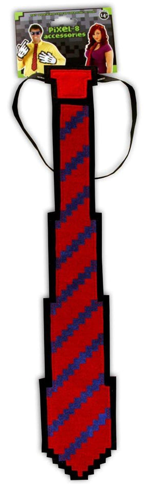 Pixel-8 Costume Neck Tie Adult: Red & Blue