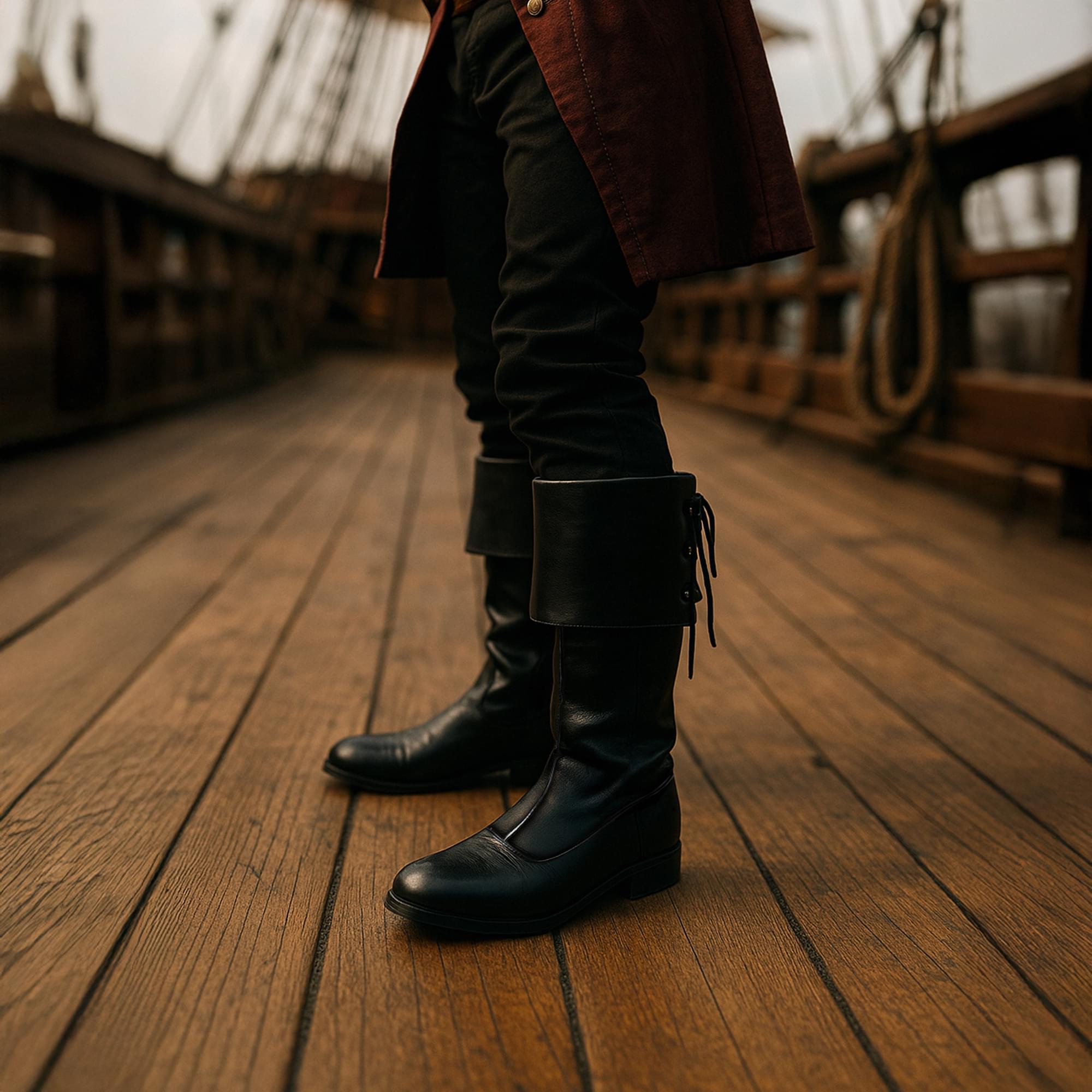 Sparrow Black  Pirate Mens Costume Boots