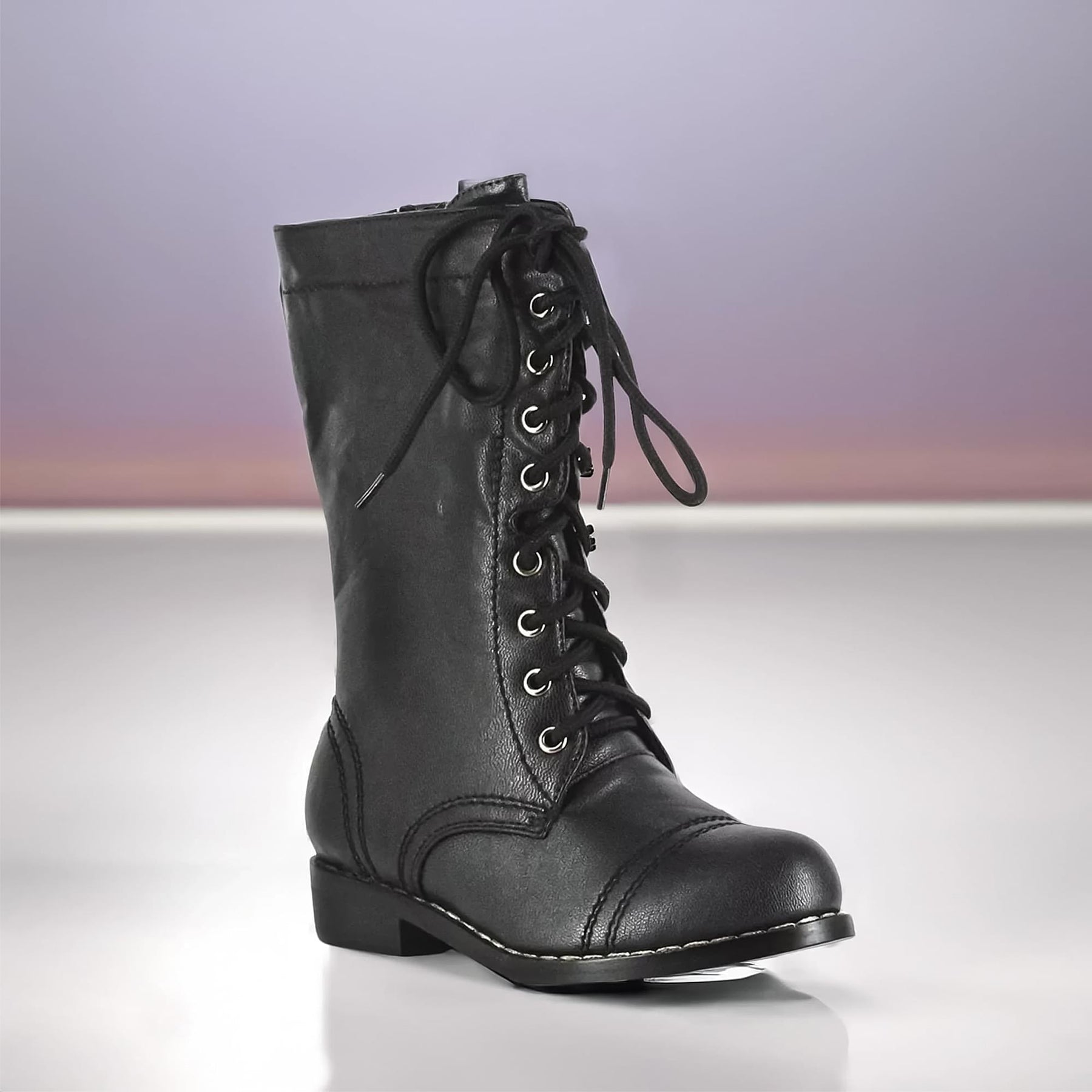 1" Black Combat Boots Child