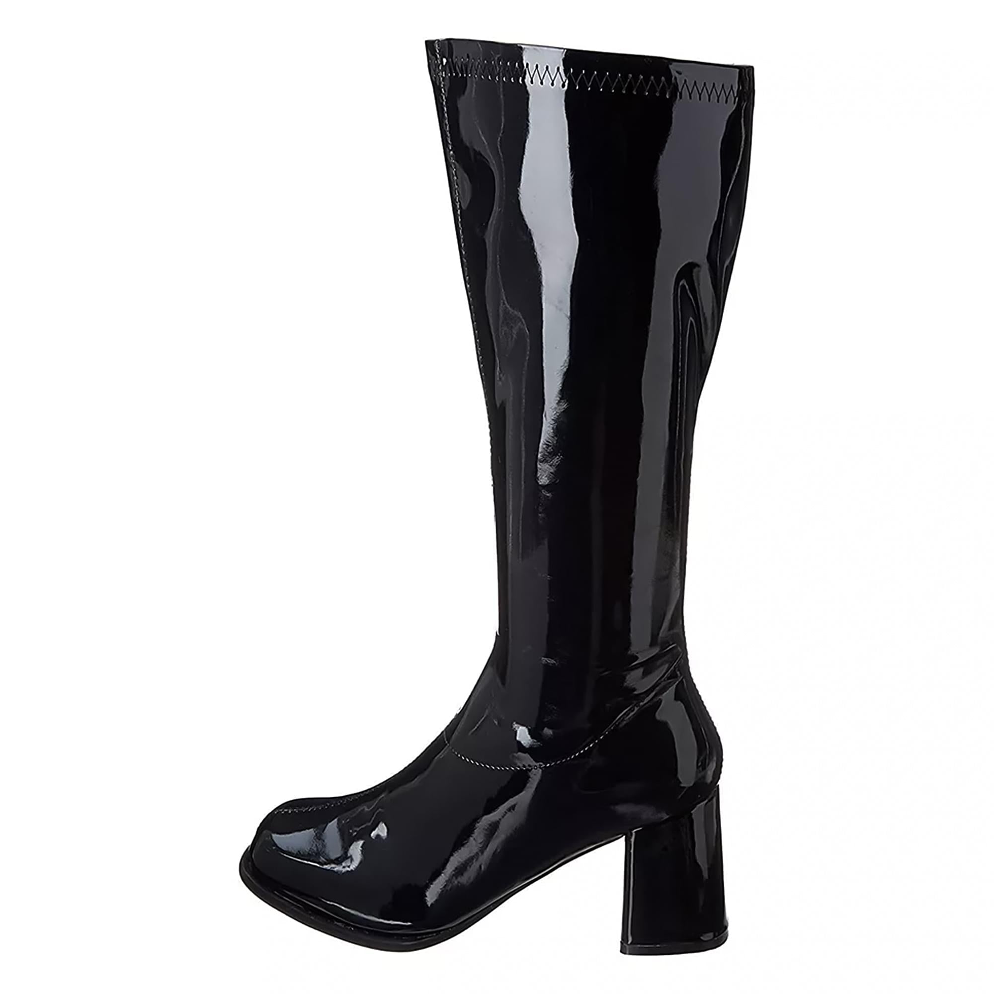 3" Gogo Boots Black with Zipper