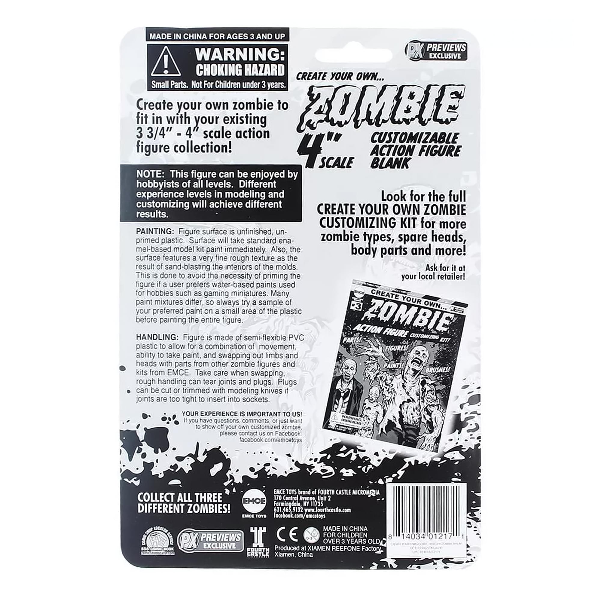 Create Your Own Zombie Customizing Blank 4" Action Figure