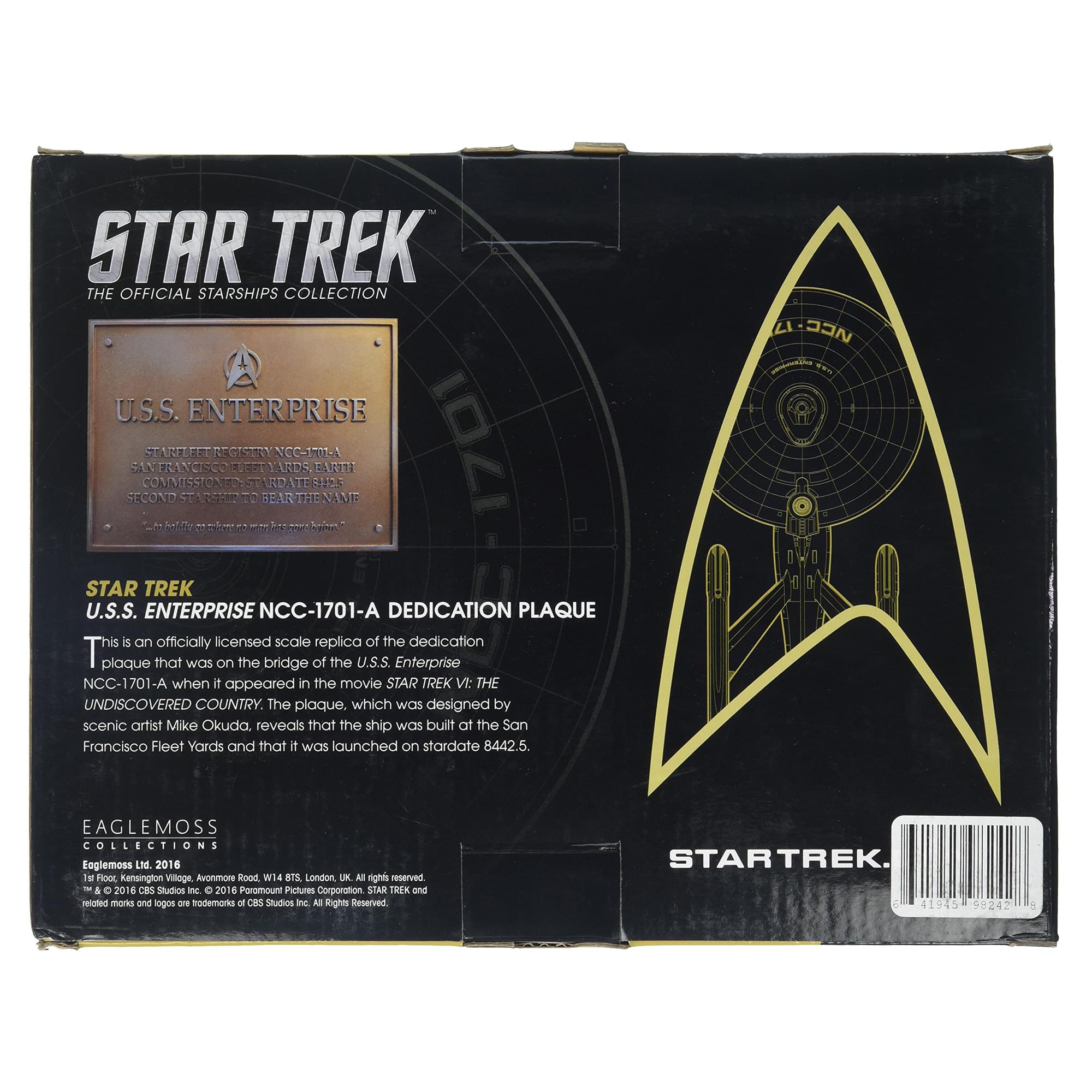 Eaglemoss Star Trek USS Enterprise NCC-1701-A Dedication Plaque
