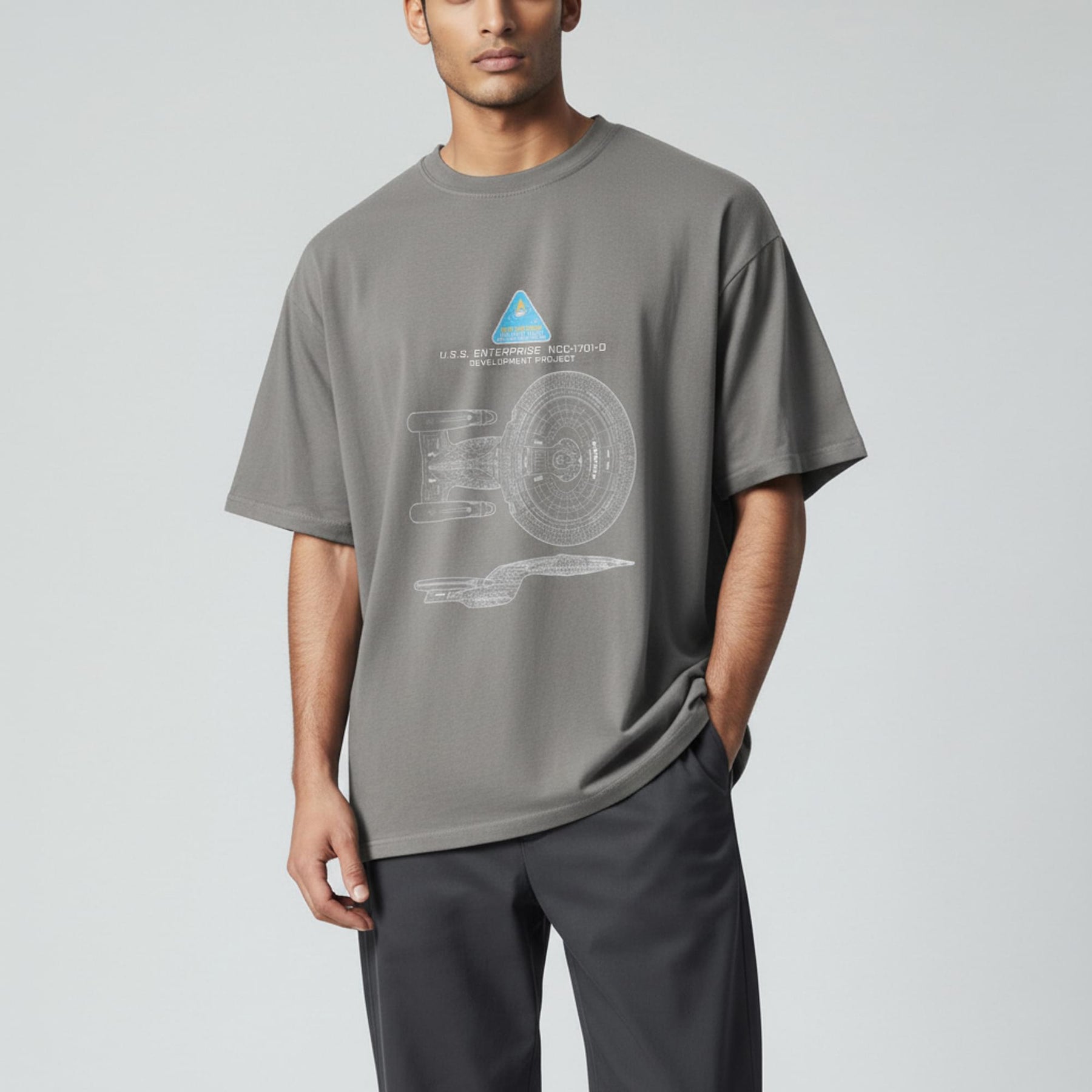 Star Trek USS Enterprise NCC-1701-D Grey T-Shirt