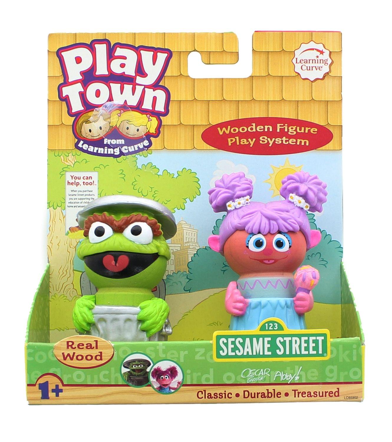 Sesame Street Play Town Learning Curve Real Wood Figure 2 Pack - Oscar & Abby