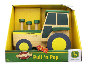 John Deere Wooden Pull N Pop Popper Tractor Toy