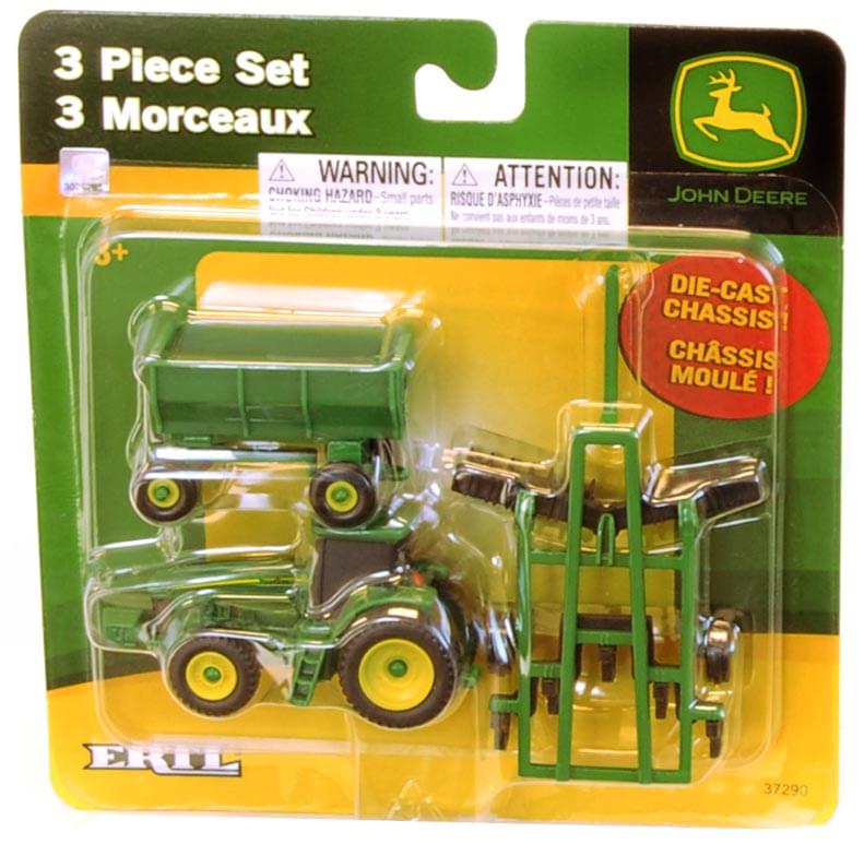 John Deere 3 Piece Set: Tractor, Wagon, Disc