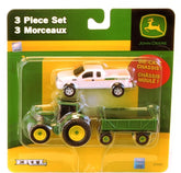 John Deere 3 Piece Set: Tractor, Wagon, Truck