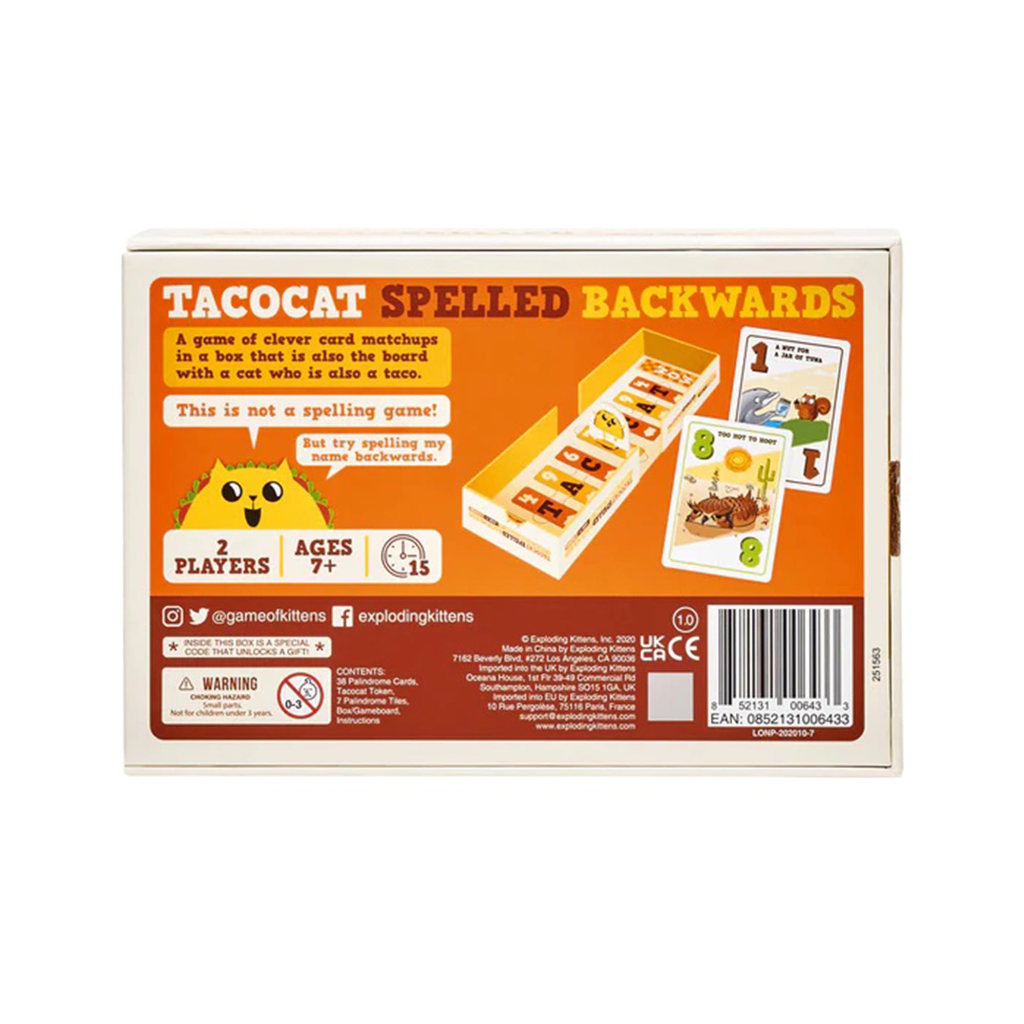 Tacocat Spelled Backwards Card Game