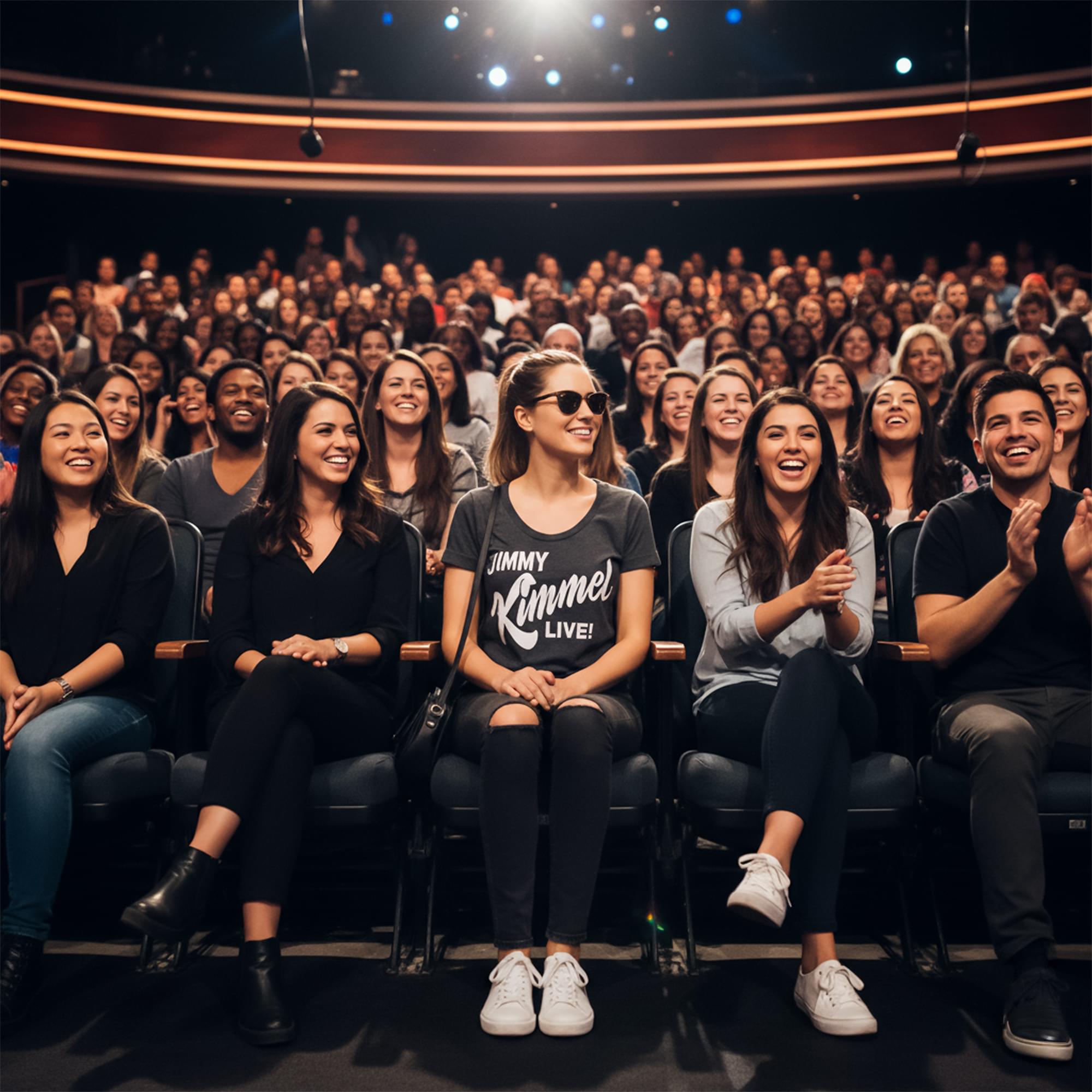 Jimmy Kimmel Live! Hollywood Heather Charcoal Scoop Neck Tee Shirt Adult