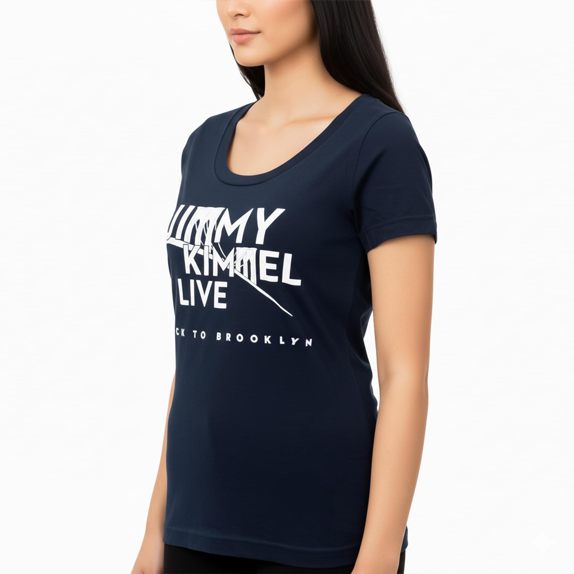 Jimmy Kimmel Live! Brooklyn Navy Blue Scoop Neck Tee Shirt Adult