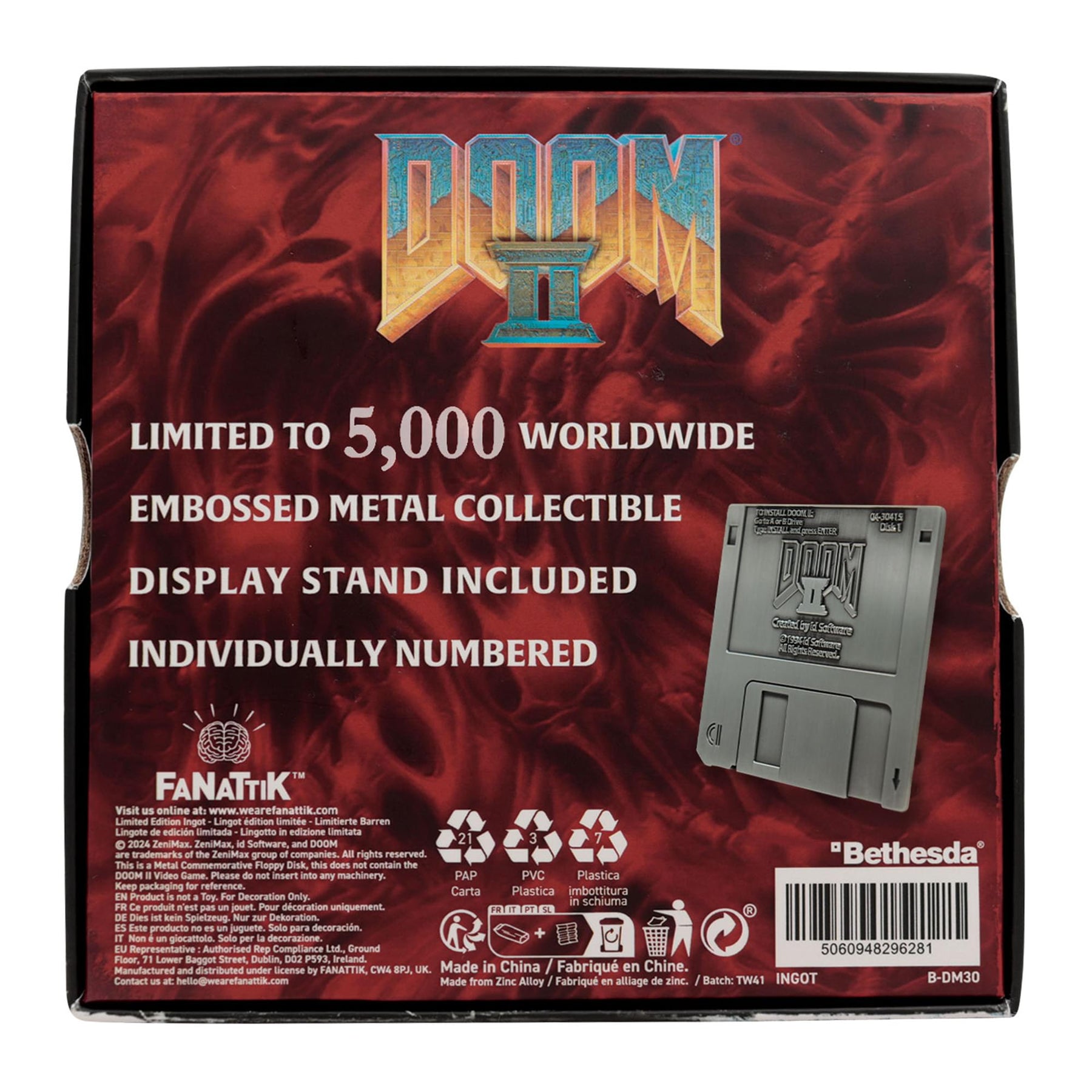 Doom 2 Game Floppy Disk Embossed Metal Replica | 3.5 Inches