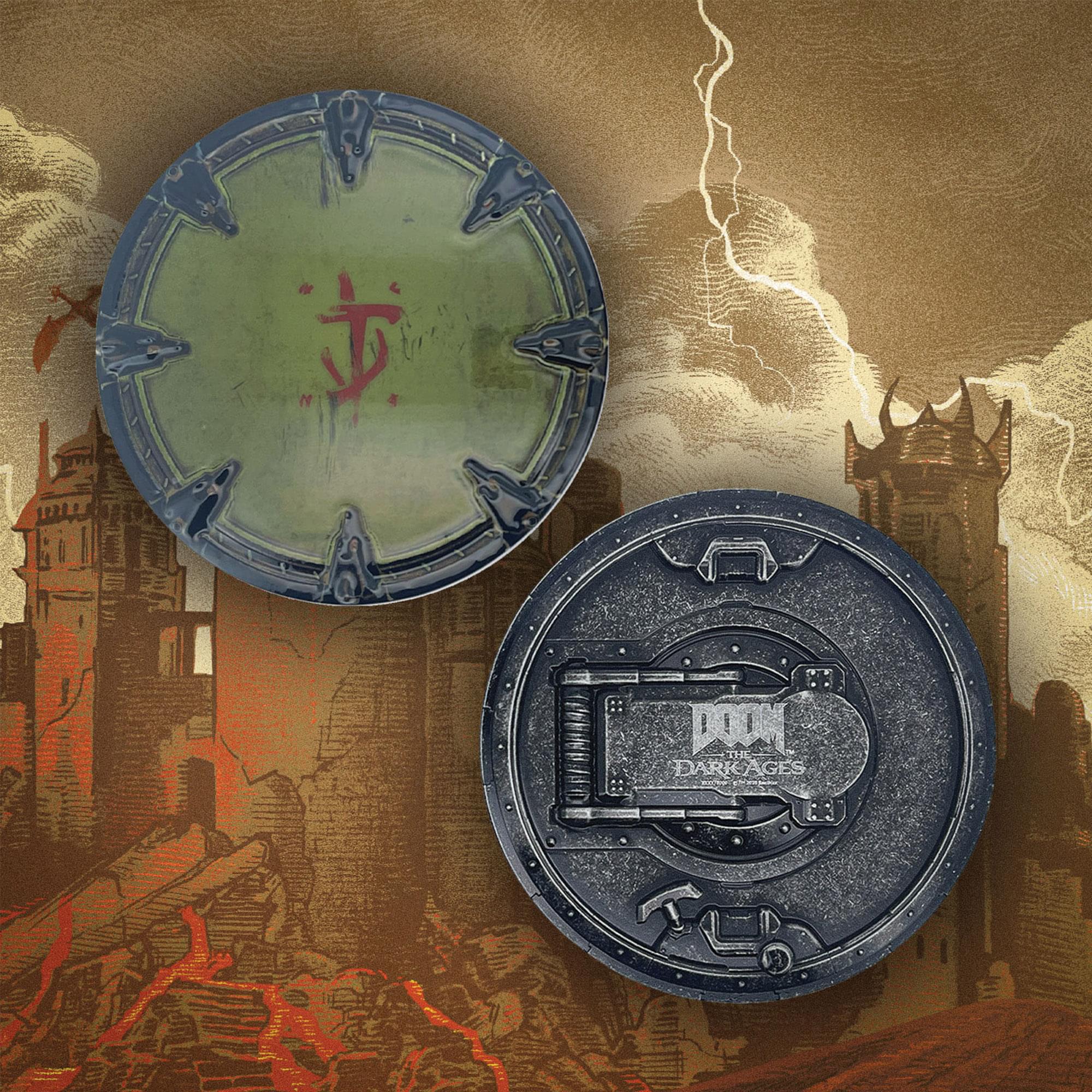 Doom: The Dark Ages Metal Saw Shield Limited Edition Metal Medallion