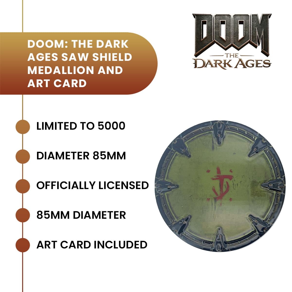 Doom: The Dark Ages Metal Saw Shield Limited Edition Metal Medallion