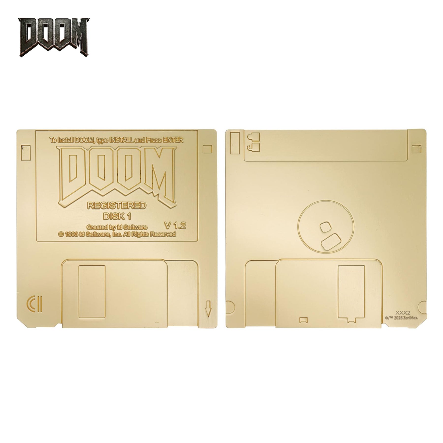 DOOM Floppy Disk Imitation Gold-Plated Replica With Display Stand | 3.5 Inches