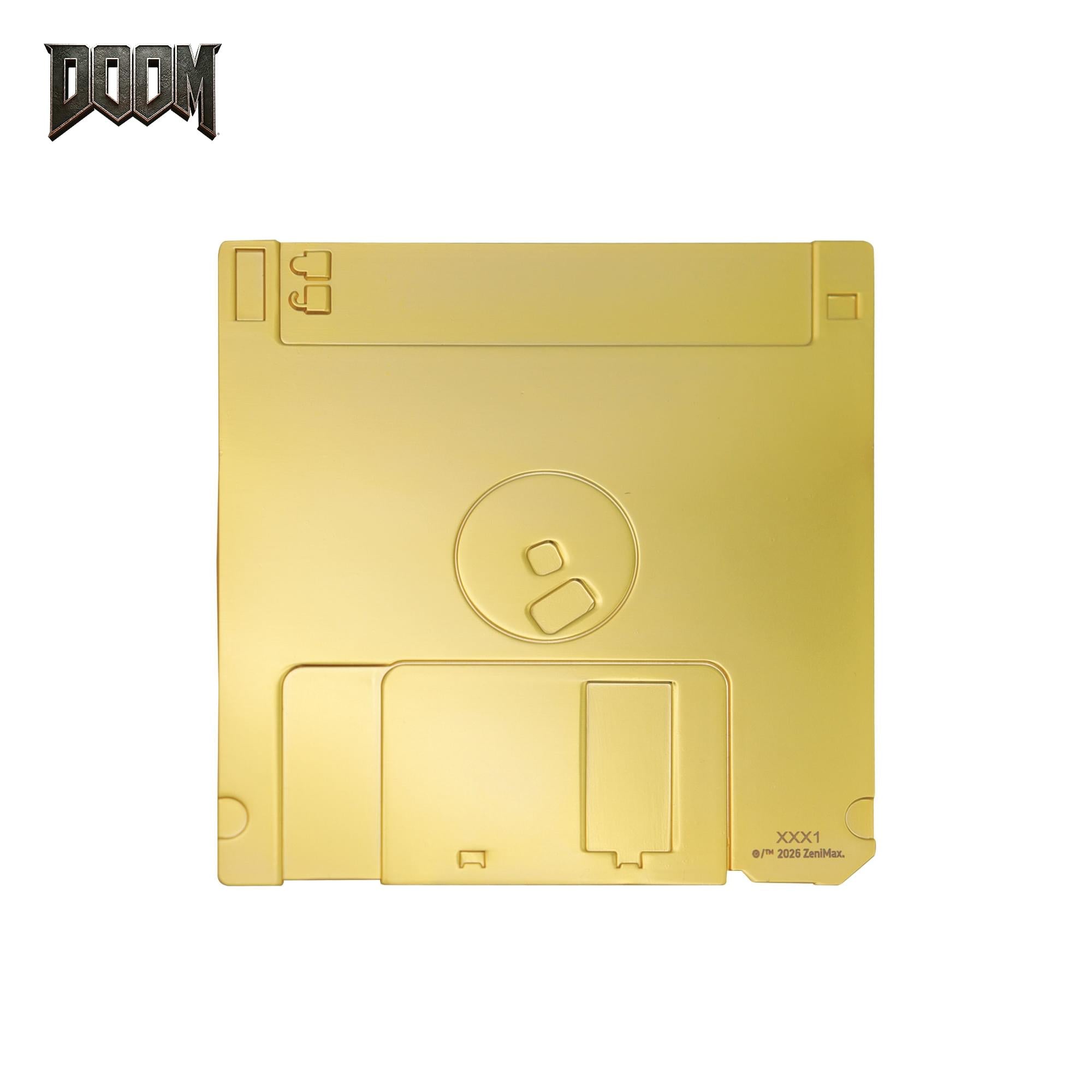 DOOM Floppy Disk 24K Gold-Plated Replica With Display Stand | 3.5 Inches