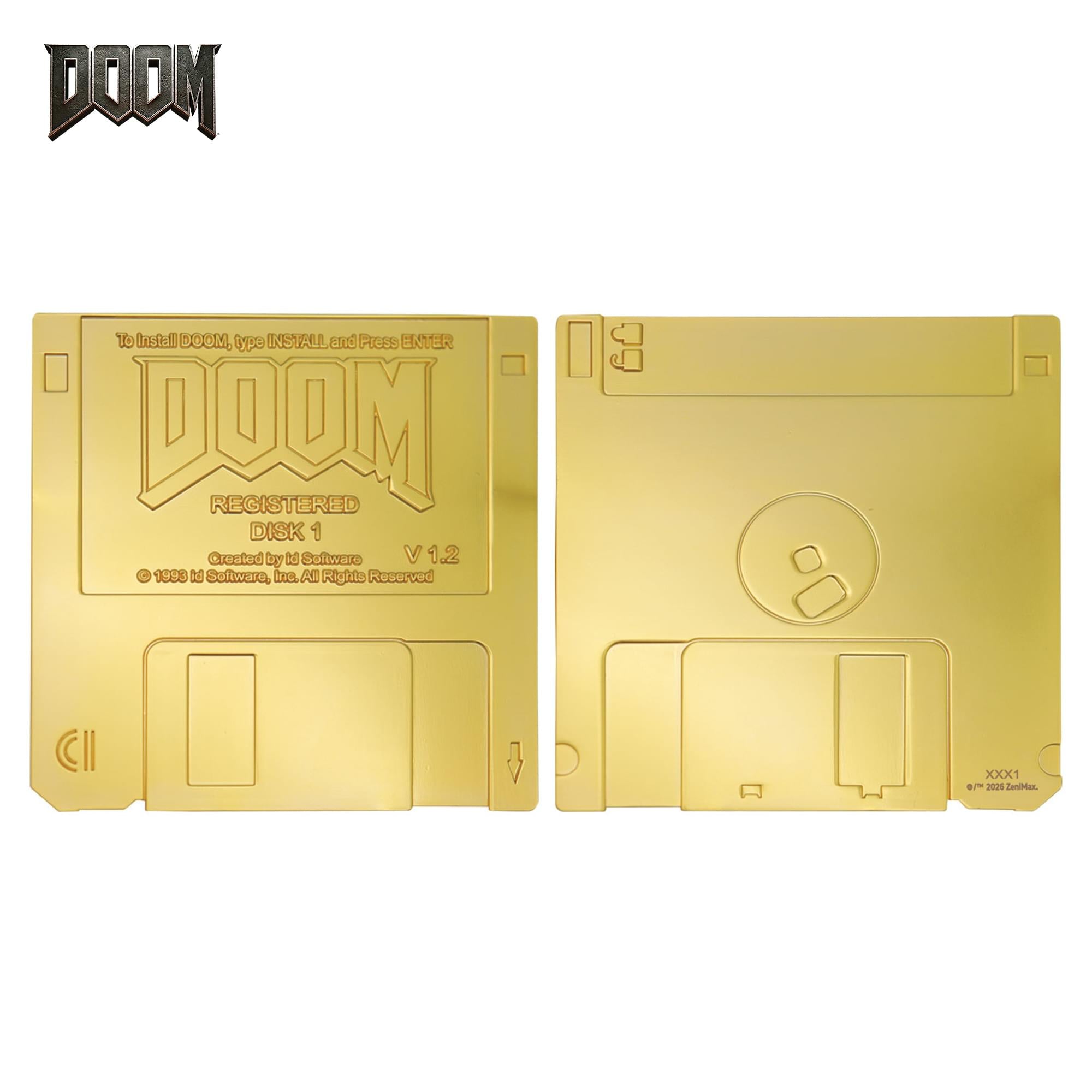 DOOM Floppy Disk 24K Gold-Plated Replica With Display Stand | 3.5 Inches