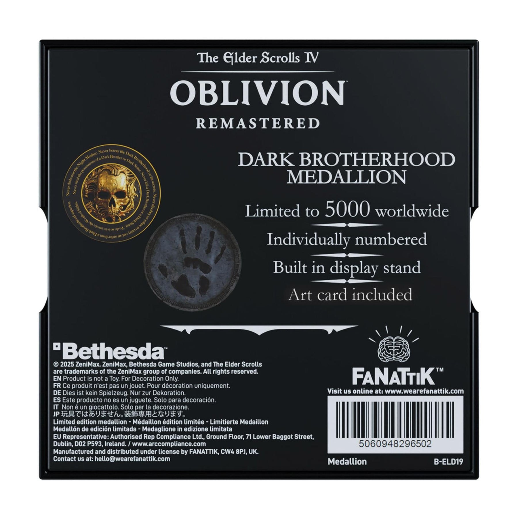 The Elder Scrolls IV: Oblivion Dark Brotherhood Limited Edition Metal Medallion