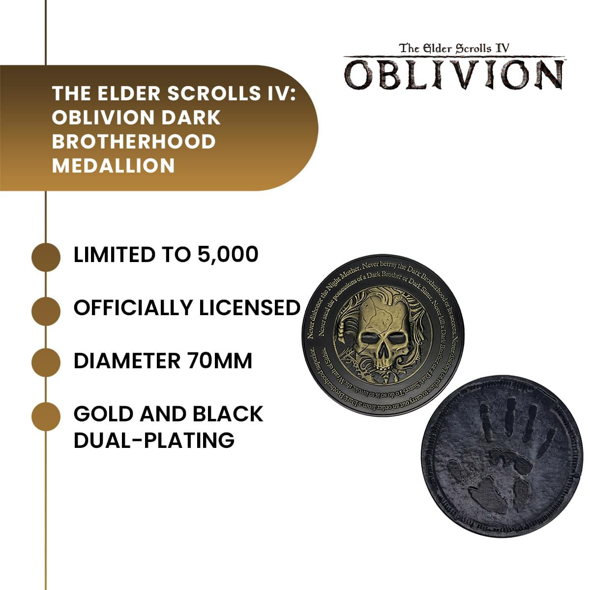 The Elder Scrolls IV: Oblivion Dark Brotherhood Limited Edition Metal Medallion