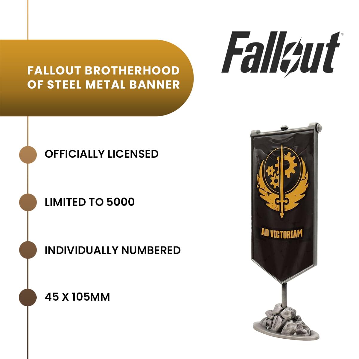 Fallout Brotherhood Of Steel Banner Limited Edition Metal Replica | 2 x 4 Inches