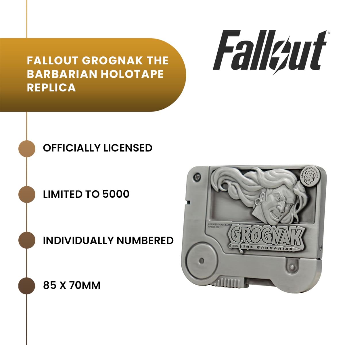 Fallout Grognak The Barbarian Holotape Limited Edition Embossed Metal Replica