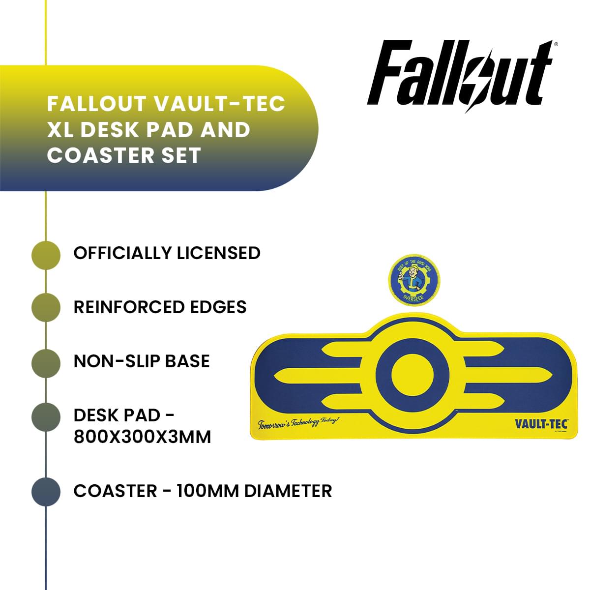 Fallout Vault-Tec XL Desk Pad and Coaster Set